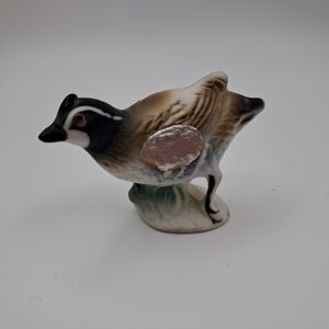 ​Vintage Porcelain Quail Figurine Hand Painted Bird Miniature Mid-Century Japan